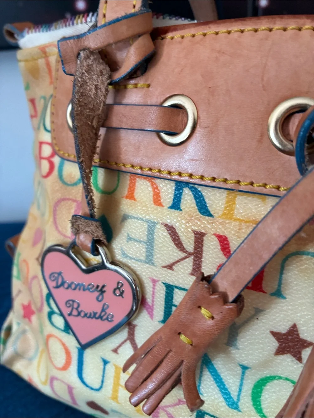 Vintage Dooney & Bourke Rainbow Monogram Satchel